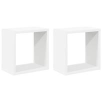vidaXL Sieninės lentynos, 2vnt., baltos, 26x15x26cm, kubo formos