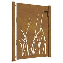 vidaXL Sodo vartai, 100x125 cm, Corten plienas, žolės raštas
