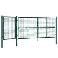 vidaXL Tinkliniai sodo vartai, žali, 400x125 cm, cinkuotas plienas