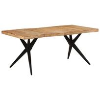 vidaXL Valgomojo stalas, juodas, 180x90x77cm, akacijos masyvas