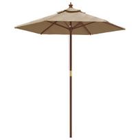 vidaXL Sodo skėtis su mediniu stulpu, taupe spalvos, 196x231cm