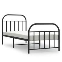 vidaXL Lovos rėmas su galvūgaliu/kojūgaliu, juodas, 90x190cm, metalas