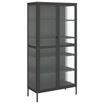 vidaXL Komoda, juodos spalvos, 85x40x180cm, stiklas ir plienas
