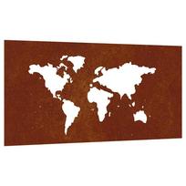 vidaXL Sodo sienos dekoracija, 105x55cm, corten plienas, žemėlapis