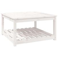 vidaXL Sodo stalas, baltas, 82,5x82,5x45cm, pušies medienos masyvas