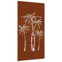 vidaXL Sodo sienos dekoracija, 105x55cm, corten plienas, palmės