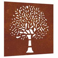 vidaXL Sodo sienos dekoracija, 55x55cm, corten plienas, medžio dizaino