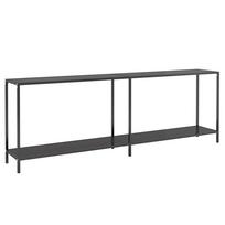 vidaXL Konsolinis staliukas, juodas, 220x35x75,5cm, grūdintas stiklas