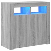 vidaXL Šoninė spintelė su LED apšvietimu, pilka ąžuolo, 80x35x75cm