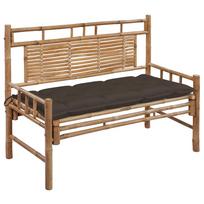 vidaXL Sodo suoliukas su pagalvėle, 120cm, bambukas (41504+314952)