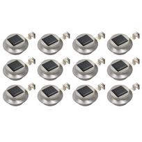 vidaXL Saul. en. įkr. LED lauko švies., 12vnt., balt. sp., 12cm, apv.