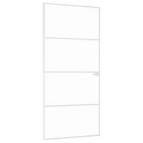 vidaXL Vidaus durys, baltos, 93x201,5cm, grūdintas stiklas/aliuminis