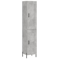 vidaXL Komoda, betono pilkos spalvos, 34,5x34x180cm, apdirbta mediena