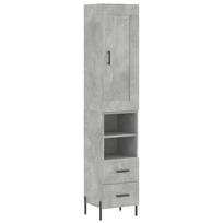 vidaXL Komoda, betono pilkos spalvos, 34,5x34x180cm, apdirbta mediena