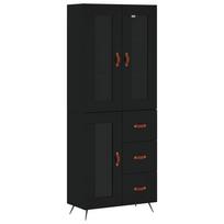 vidaXL Komoda, juodos spalvos, 69,5x34x180cm, apdirbta mediena