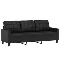 vidaXL Trivietė sofa, juodos spalvos, 180cm, dirbtinė oda