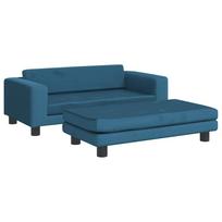 vidaXL Vaikiška sofa su pakoja, mėlyna, 100x50x30cm, aksomas