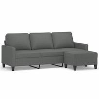 vidaXL Trivietė sofa su pakoja, tamsiai pilkos spalvos, 180cm, audinys
