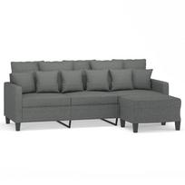 vidaXL Trivietė sofa su pakoja, tamsiai pilkos spalvos, 180cm, audinys