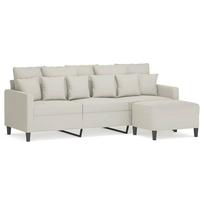 vidaXL Trivietė sofa su pakoja, kreminės spalvos, 180cm, aksomas