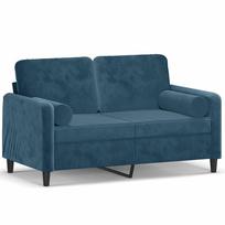 vidaXL Dvivietė sofa su pagalvėlėmis, mėlynos spalvos, 120cm, aksomas