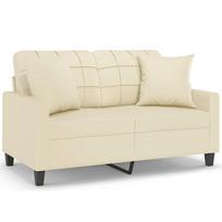 vidaXL Dvivietė sofa su pagalvėlėmis, kreminė, 120cm, dirbtinė oda