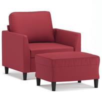 vidaXL Krėslas su pakoja, raudonojo vyno spalvos, 60cm, dirbtinė oda