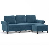 vidaXL Trivietė sofa su pakoja, mėlynos spalvos, 180cm, aksomas