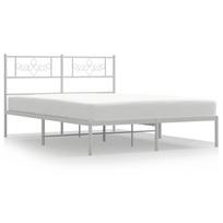 vidaXL Metalinis lovos rėmas su galvūgaliu, baltos spalvos, 140x190cm
