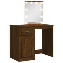 vidaXL Kosmetinis staliukas su LED lemputėmis, rudas, 90x42x132,5cm