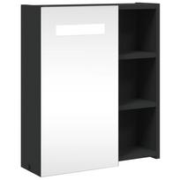vidaXL Veidrodinė vonios kambario spintelė su LED, juoda, 45x13x52cm