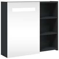 vidaXL Veidrodinė vonios kambario spintelė su LED, juoda, 60x13x52cm