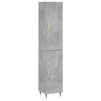 vidaXL Komoda, betono pilkos spalvos, 34,5x34x180cm, apdirbta mediena