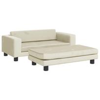 vidaXL Vaikiška sofa su pakoja, kreminė, 100x50x30cm, aksomas