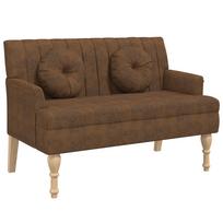 vidaXL Suoliukas su pagalvėlėmis, rudas, 113x64,5x75,5cm, dirbtinė oda