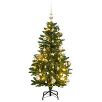 vidaXL Kalėdų eglutė su šarnyrinėmis šakomis/LED/žaisliukais, 150cm