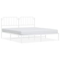 vidaXL Metalinis lovos rėmas su galvūgaliu, baltos spalvos, 183x213cm