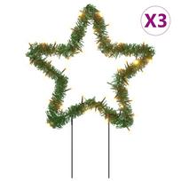 vidaXL Kalėdinės dekoracijos žvaigždės su smaigais, 3vnt., 50LED, 29cm