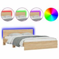vidaXL Lovos rėmas su galvūgaliu ir LED, sonoma ąžuolo, 160x200cm