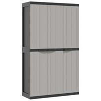 vidaXL Lauko spintelė daiktams, pilkos/juodos spalvos, 97x37x165cm, PP