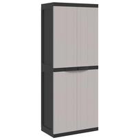 vidaXL Lauko spintelė daiktams, pilkos/juodos spalvos, 65x37x165cm, PP