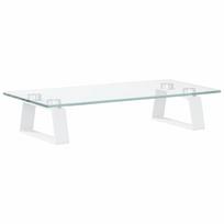 vidaXL Monitoriaus stovas, baltas, 40x20x8cm, stiklas ir metalas