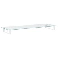vidaXL Monitoriaus stovas, baltas, 100x35x8cm, stiklas ir metalas