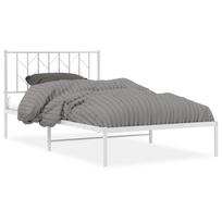 vidaXL Metalinis lovos rėmas su galvūgaliu, baltos spalvos, 107x203cm