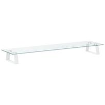 vidaXL Monitoriaus stovas, baltas, 80x20x8cm, stiklas ir metalas