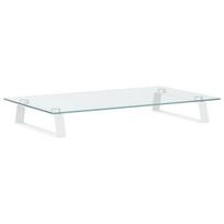 vidaXL Monitoriaus stovas, baltas, 60x35x8 cm, stiklas ir metalas