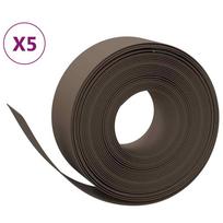 vidaXL Sodo apvadai, 5vnt., rudi, 10m, 20cm, polietilenas
