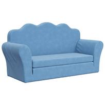 vidaXL Vaikiška dvivietė sofa-lova, mėlynos spalvos, minkštas pliušas