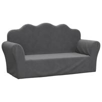 vidaXL Vaikiška dvivietė sofa, antracito spalvos, minkštas pliušas