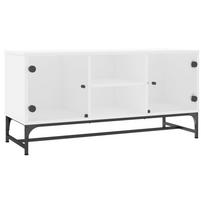 vidaXL TV spintelė su stiklinėmis durelėmis, balta, 102x37x50cm